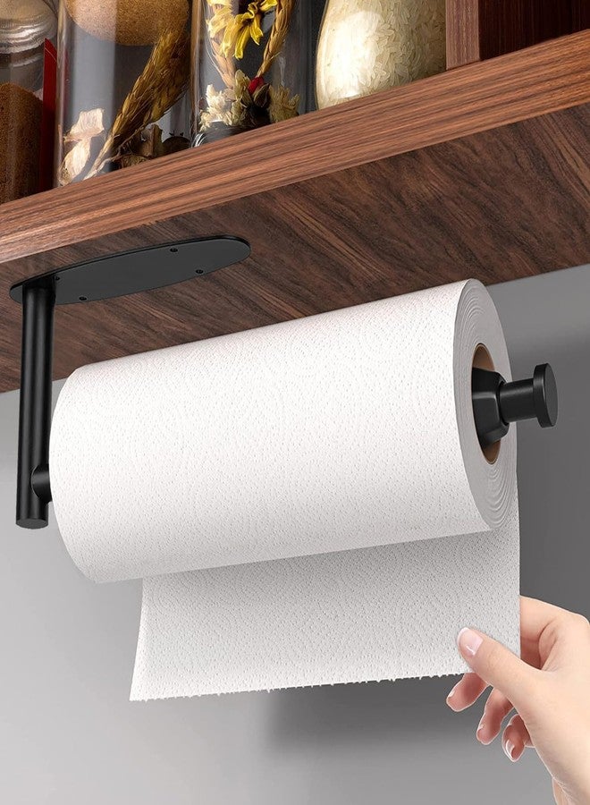 Gewtur Single Hand Operable Paper Towel Holder Under Cabinet with Damping Effect, Self Adhesive Paper Towel Roll Holder Wall Mount for Kitchen Bathroom, SUS304 Stainless Steel, Black - Image 2